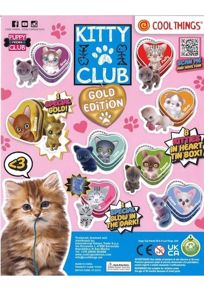 Kitty Club Gold Edition Sürpriz Kedi Figürü Metal Kalpli Kutu Koleksiyon Oyuncak - 1 Adet