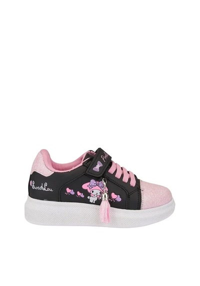 Zacoz Melodia Detaylı Simli Kız Çocuk Spor Ayakkabısı, Sneaker Siyah - Pembe