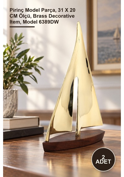2 Adet Pirinç Yelken 6389dw Pirinç Model Parça, 31 X 20 Cm Ölçü, Brass Decorative Item, Model 6389dw
