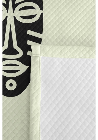 Etnik Minimal Krem Genç Odası Tek Kişilik Pike Takımı - Siyah Geometrik 160x220 Cm Yatak Örtüsü Ilık Yaprak Parıltısı