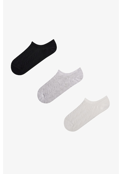 Penti Diamond Jacquard 3lü Sneaker Çorabı Siyah - Beyaz