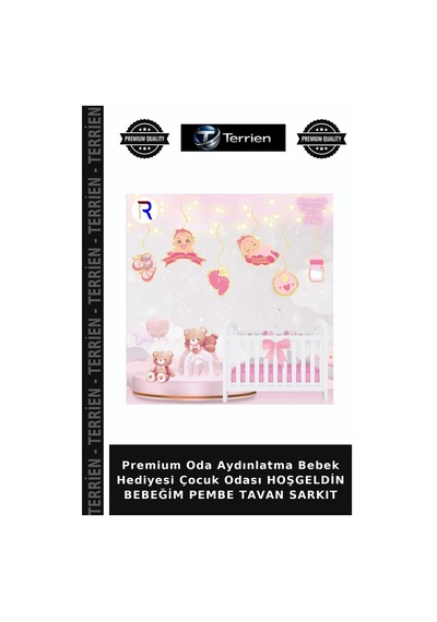 Premium Oda Aydınlatma Bebek Hediyesi Çocuk Odası Hoşgeldin Bebeğim Pembe Tavan Sarkıt Çok Renkli