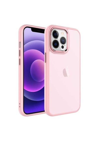 Apple Uyumlu iPhone 13 Pro Max Kılıf Buzlu Sert Pc Zore May Kapak Pembe Açık