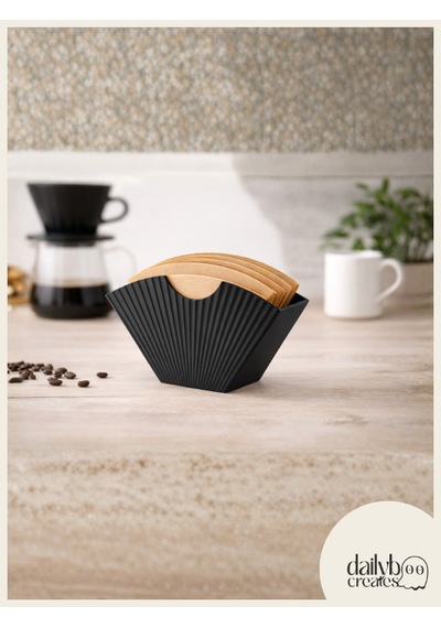 Yelpaze Filtre Kahve Kağıdı Standı-kahve Demleme Kağıdı Tutucu-v60 Kağıt Tutucu Stand Siyah