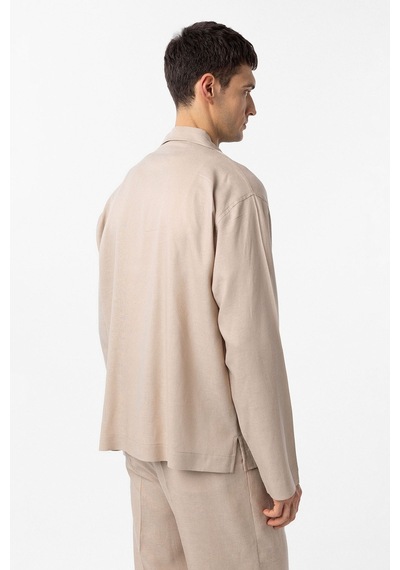 Antioch Keten Karışımlı Relax Fit Erkek Gömlek A25y10116 Bej