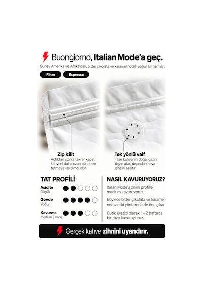 Italian Mode Filtre Ve Espresso Harmanı 200 Gr %100 Arabica Yıkanmış & Natural