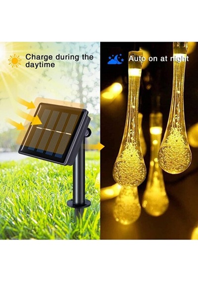 Solar 5 Metre 20 Led Günışığı Damlacık Işıkları, Güneş Enerjili Led Işıklar Dış Meka Standart