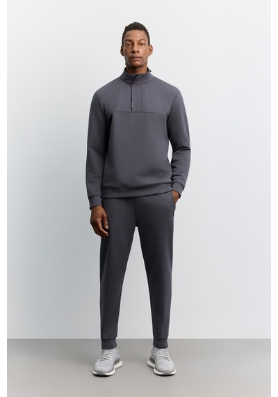 Avva Erkek Antrasit Dik Yaka Fermuarlı Kolay Ütülenen Pamuklu Regular Fit Sweatshirt A62y1222