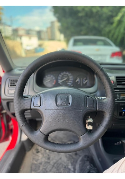Honda 4 Kol  Kaplama Deri Direksiyon Kılıfı Siyah
