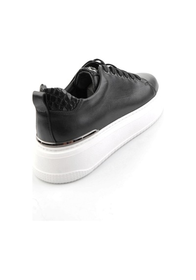 Siyah Hakiki Deri Erkek Sneaker E01398070943 Siyah