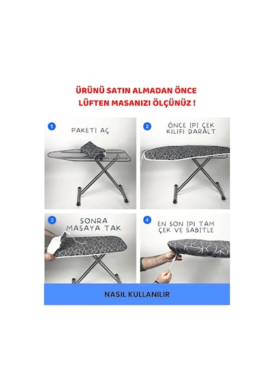 Magiclady Ütü Masası Kılıfı 150x50 Gri Geometrik