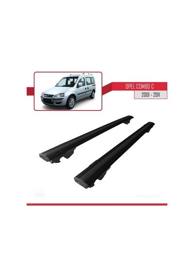 Opel Combo C 2001-2011 Arası İle Uyumlu Hook Model Anahtar Kilitli Ara Atkı Tavan Barı Siyah