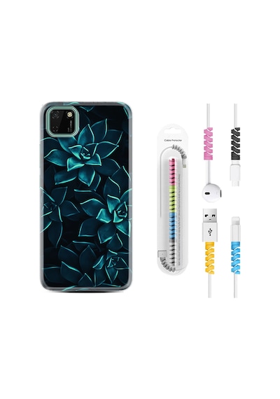 Huawei Y5P Kılıf Kablo Koruyuculu Mistik Çiçekler 1650