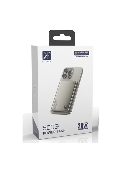 Mey İthalat Pw555 5.000 Mah Dijital Göstergeli 18w Type-c Ve 15w Kablosuz Şarj Pd Hızlı Şarj Magsafe Powerbank - Titanyum