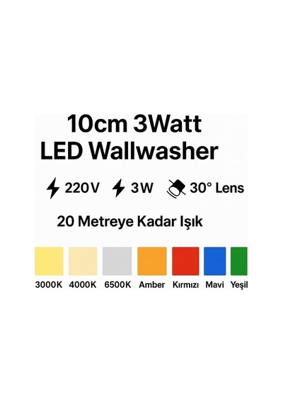 10cm 3w Led Wallwasher Kırmızı Dış Cephe, Minare, Bahçe Aydınlatma Iç-dış Kullanım Ip65 Diğer
