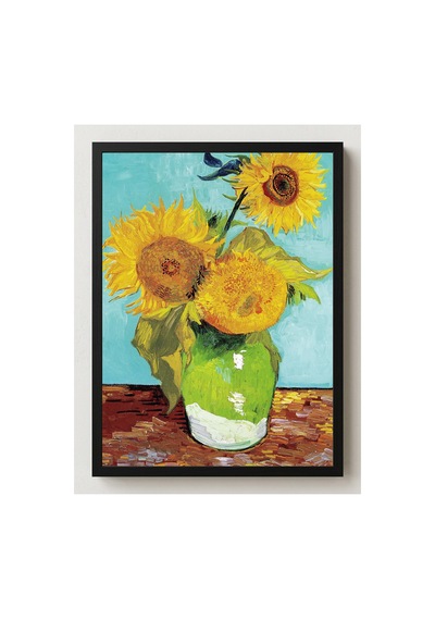 Van Gogh Van Gogh Vazoda Üç Ayçiçeği Çerçevesiz Poster 21x30 Cm A4 Tablo Van Gogh Post Empresyonizm