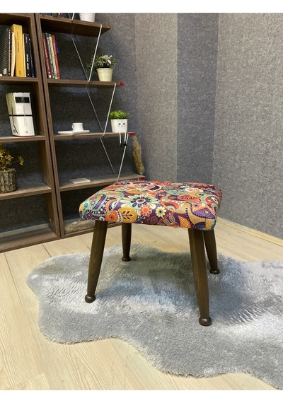 Trend Ceviz Retro Ahşap Ayak Uzatma Pufu Makyaj Koltuğu Bench Tabure