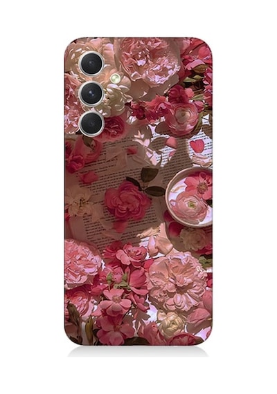 Samsung Galaxy A05s Uyumlu Pembe Güller Ve Kitap Desenli Silikon Kılıf