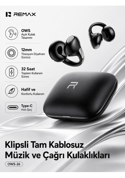 Remax OWS-26 Bluetooth 6.0 Kulak Klipsi Kulak İçi Kulaklık