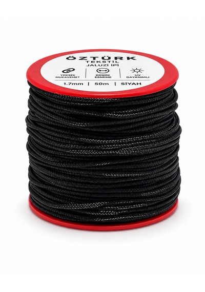 1.7 Mm Jaluzi, Stor Ve Katlamalı Perde İpi 50 Metre Polyester Siyah