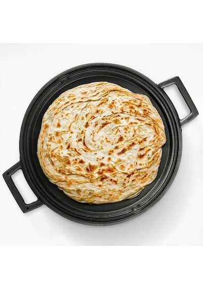 Lava Döküm Yuvarlak Çift Yön Izgara Tavası Çap Ø 34cm. Döküm Demir Yekpare Çift Kulplu Çap Ø 34cm. Siyah