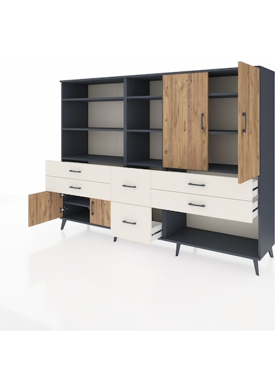 Hyperion Dolap 10 Raflı 6 Çekmeceli 4 Kapaklı 220x44x163 Antrasit Antrasit-çam/aytaşı Hyperion Dolap 10 Raflı 6 Çekmeceli 4 Kapaklı 220x44x163 Antrasit Antrasit-çam/aytaşı