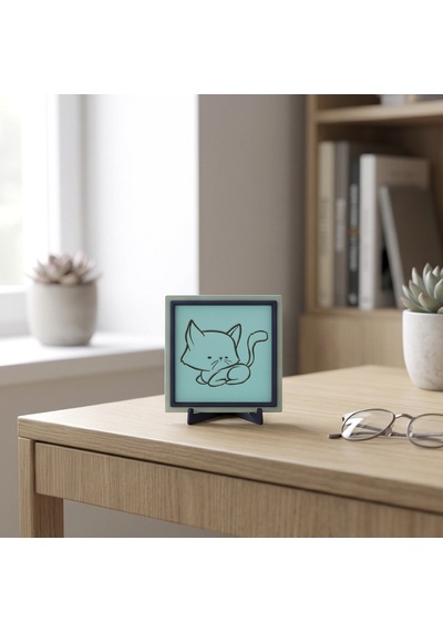 Kedi Figürlü Çağdaş Tasarım Masaüstü Objesi, Ev Ve Ofisiniz İçin Eğenceli Ve Estetik Dekor 10x10 Cm