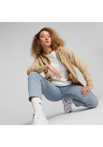 Puma Her Terry Fermuarlı Kadın Kapüşonlu Sweatshirt 676003 84 Bej