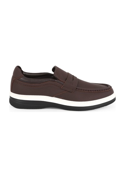 Lbr Erkek Casual Ayakkabı H1066 Siyah Beyaz Taban Hakiki Deri Hafif Eva Taban Rahat Günlük Penny Loafer Kahve-beyaz