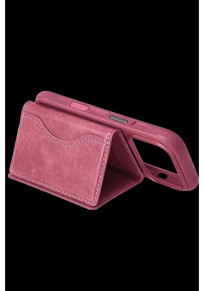 Mudanis Joko Tema Magsafe Deri Kartlık - Pembe Renkli