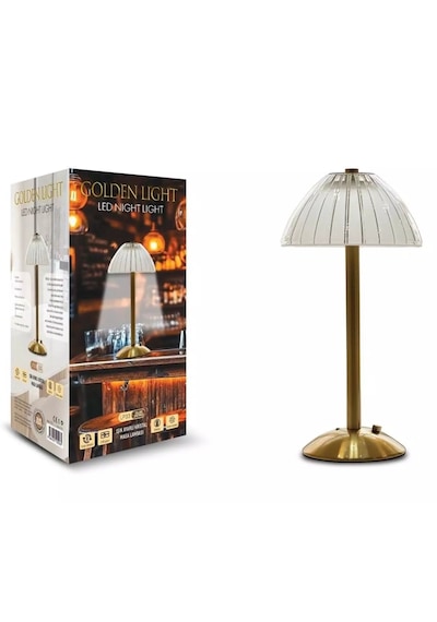 Subzero Lp33 Oval Şapkalı Kristal Masa Lambası Dokunmatik 3 Işık Rengi Dim Edilebilir Gold