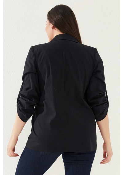Lady Majestic %100 Cotton Büyük Beden Ceket - Siyah