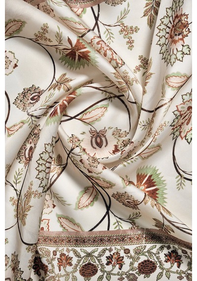 Akswsuar Floral Desenli Fular 70 70 Kahve