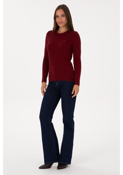 U.s Polo Assn U.s. Polo Assn. G082sz0tk-2226393 Slim Kadın Triko Kazak Bordo