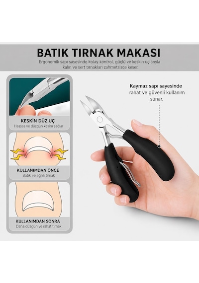 Valkyrie 6 Parça Batık Tırnak Makası Seti Profesyonel Pedikür Manikür Bakım Seti B5pp