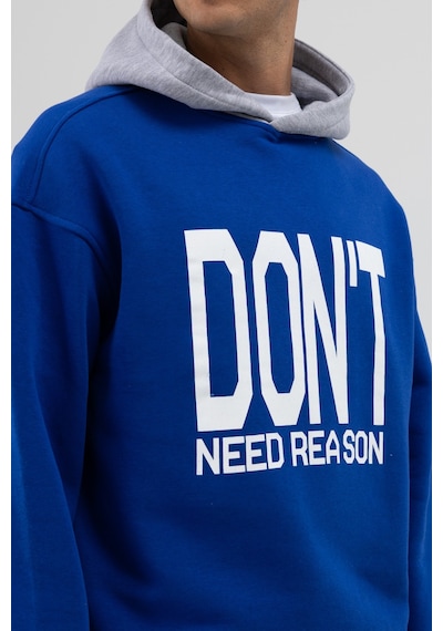 Vamos Çift Renk Baskılı Oversize Sweatshirt V70-92 Saks Mavi