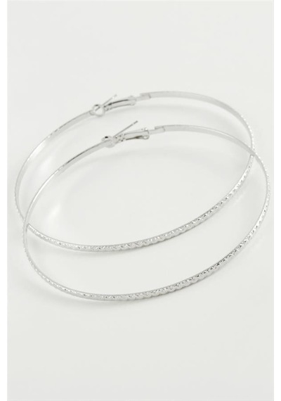 Burgulu Zikzak Metal Halka Küpe 8-9-10 Cm Gümüş