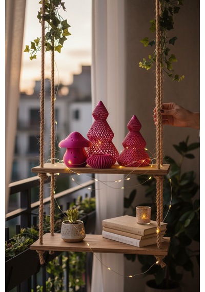 Dekoratif Metal Led Mumluk 4 Lü Set 2 Uzun 2 Kısa Mum & Led Mum Uyumlu Şık Tasarım Fuşya
