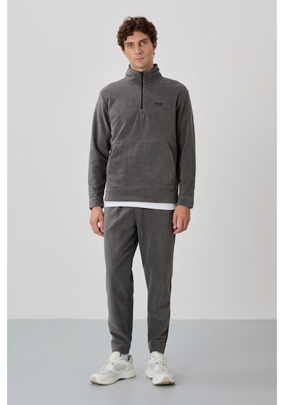 Tommy Life Carol Koyu Gri Polar Erkek Eşofman Takım - 85226 Koyu Gri