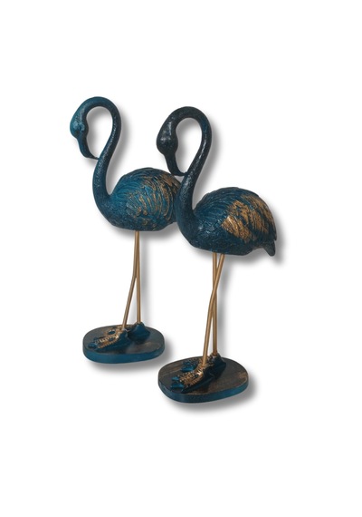 Flamingo Dekoratif Polyester Biblo 2 Li Takım Turkuaz 0