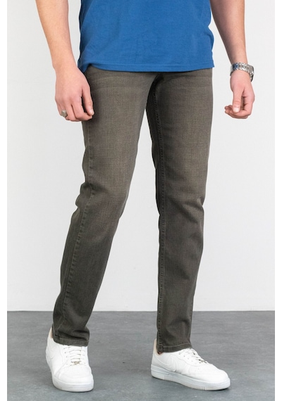 HLT Jeans Erkek Çam Yeşili Regular Fit Likralı Boru Paça Rahat Kesim Jean Kot Pantolon Hlthe001915 kahverengi
