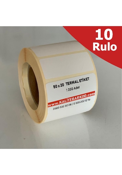 50X20 Termal Etiket 10 Rulo Barkod Etiket Kalite Barkod