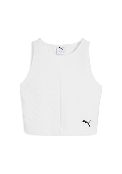 Puma Wardrobe Ess Ribbed Crop Top Kadın T-shirt Beyaz