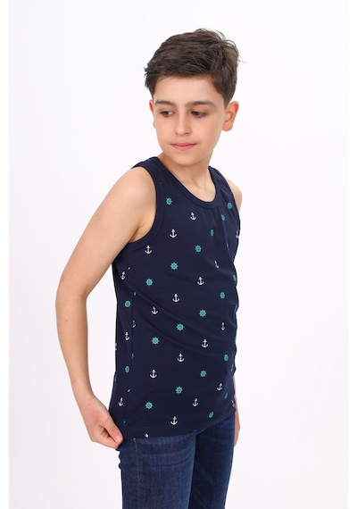 Toontoy Kids Toontoy Erkek Çocuk Baskılı Bisiklet Yaka Basic Atlet Lacivert