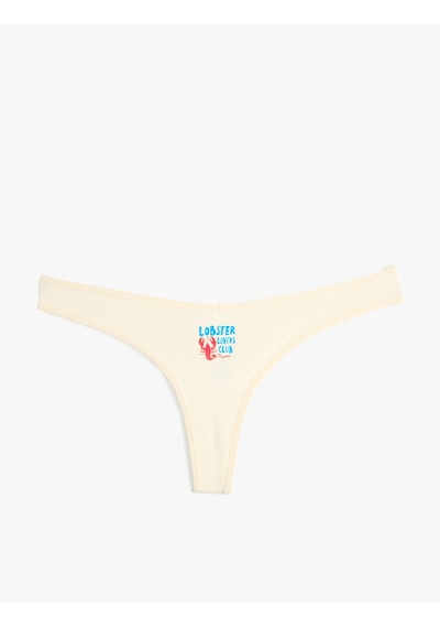 Koton Pamuklu Rahat Kalıp Baskılı String Külot Ekru 6slk30094mk Ekru