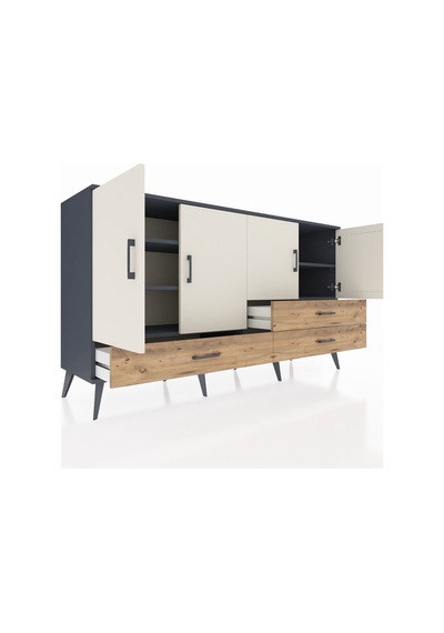 Hyperion Konsol 5 Raflı 3 Çekmeceli 4 Kapaklı 176x44x99 Antrasit- Antrasit-aytaşı/çam Hyperion Konsol 5 Raflı 3 Çekmeceli 4 Kapaklı 176x44x99 Antrasit- Antrasit-aytaşı/çam