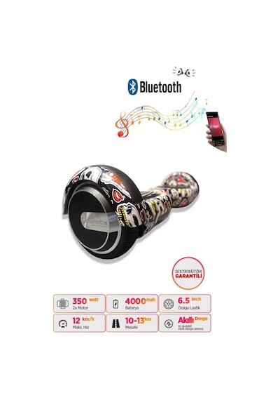 Citymate Hoverboard 6.5 inch Elektrikli Kaykay Scooter Bluetooth Hoparlörlü D14