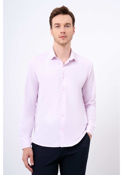 Morven Erkek Pudra Şamre Desenli Slim Fit Gömlek Pudra