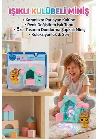 4 Parça Pet Shop Minişler Sevimli Klübeli Işıklı Toplu Prens Aslan Kostümlü Figür Oyuncak