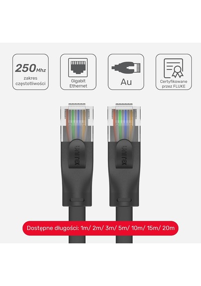 Patchcord Düz Kablo Kat.6 Utp 5m / Rj45 Tip B / 250 Mhz / 1000 Mbit/s/fluke Networks Sertifikası/pvc Ve Bakır/korumalı Utp/siyah